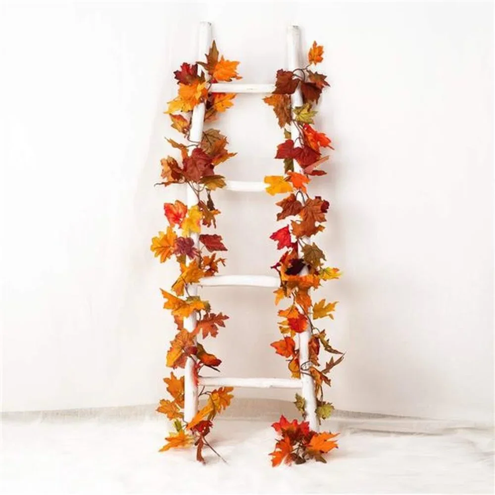 2 Pack Fall Maple Garland - 5.9ft/Piece Artificial Fall Foliage Garland Colorful